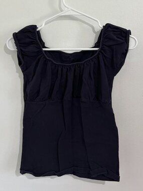 Brandy Melville navy blue top with puff sleeves...